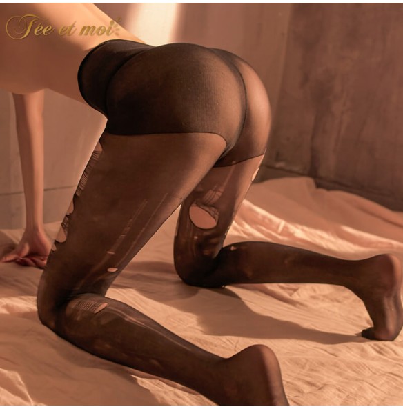 FEE ET MOI Ultra-Thin Ripped Stockings Sexy Pantyhose (Black) FEE ET MOI Ultra-Thin Ripped Stockings Sexy Pantyhose (Black)